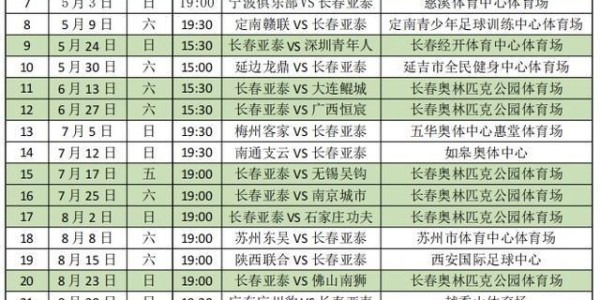 2026中甲赛程公布 长春亚泰3月15日客战南京开启新赛季